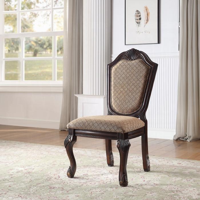 Chateau De Ville Fabric & Espresso Side Chair