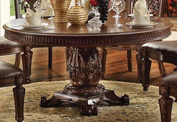 Acme Vendome Single Pedestal Round Dining Table with 60"D Table Top in Cherry 62015