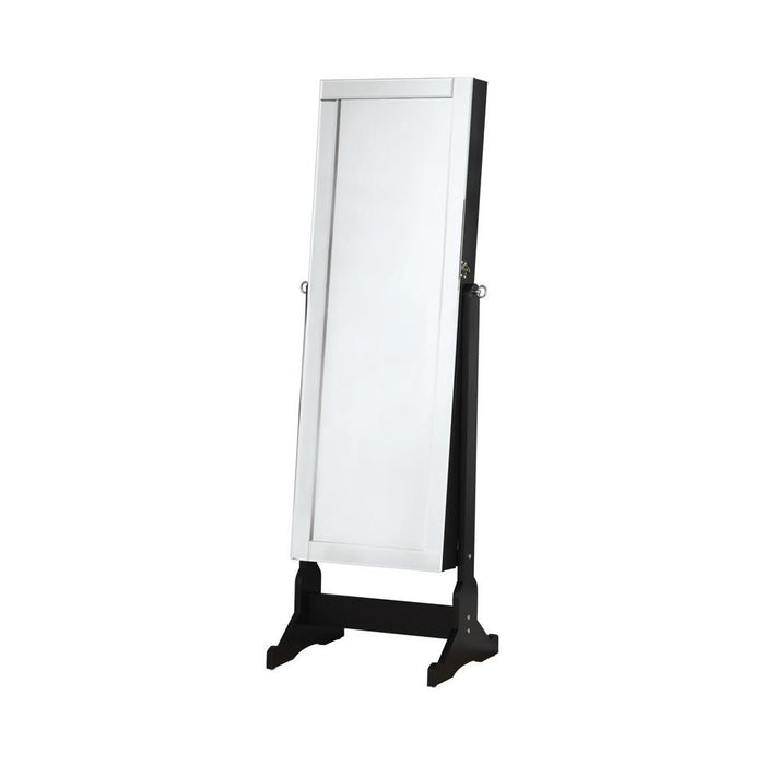 Cortez Storage Jewelry Cheval Mirror Black