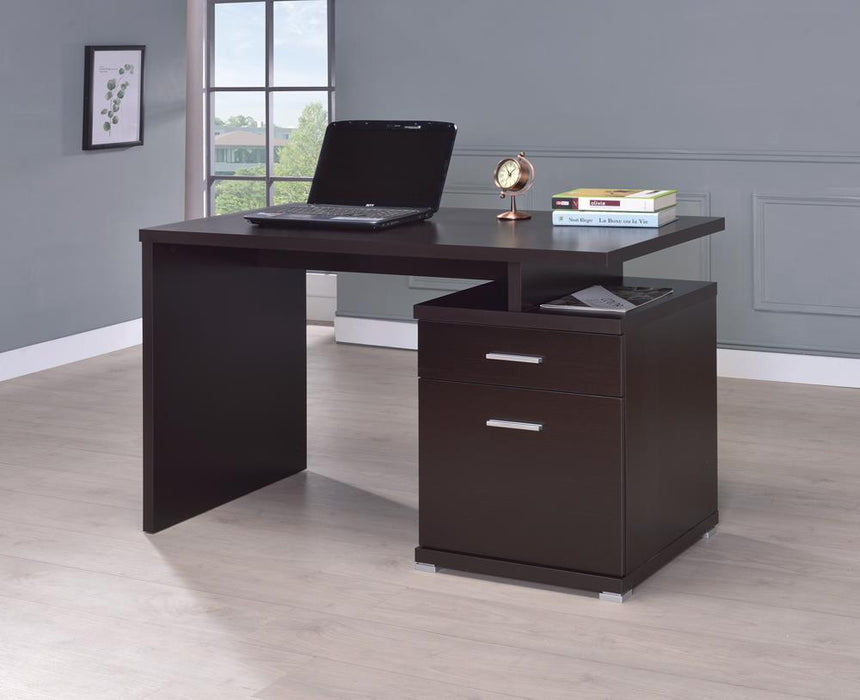 Irving 2-drawer Office Desk with Cabinet Cappuccino