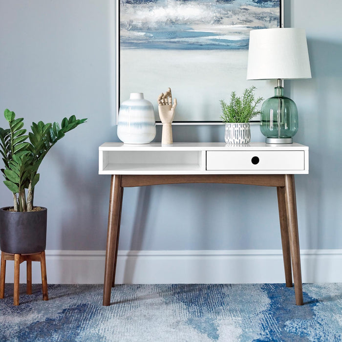 Bradenton 1-drawer Writing Desk White and Walnut