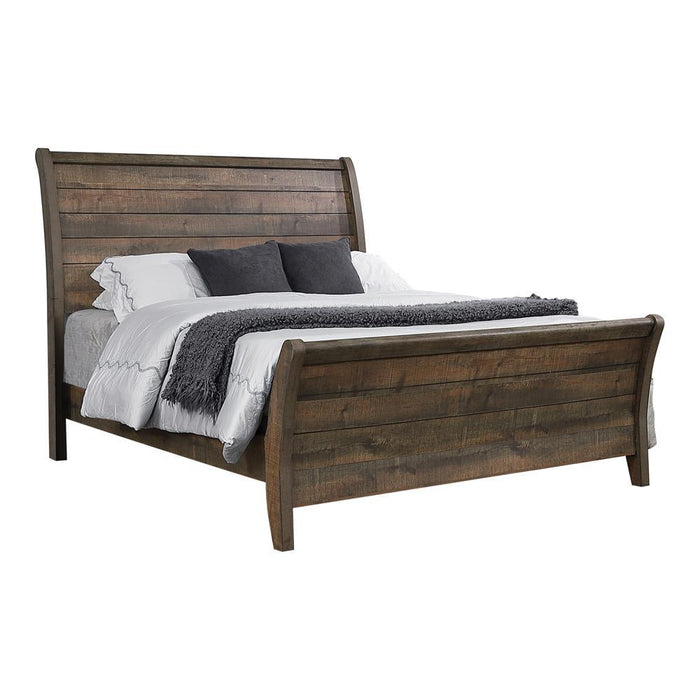 Frederick Eastern King Sleigh Panel Bed Weathered Oak