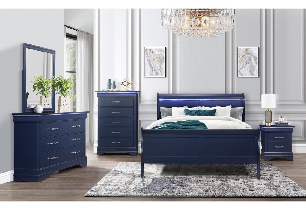 CHARLIE BLUE KING BED GROUP WITH LED - Home Furniture And More (Brentwood, MD)