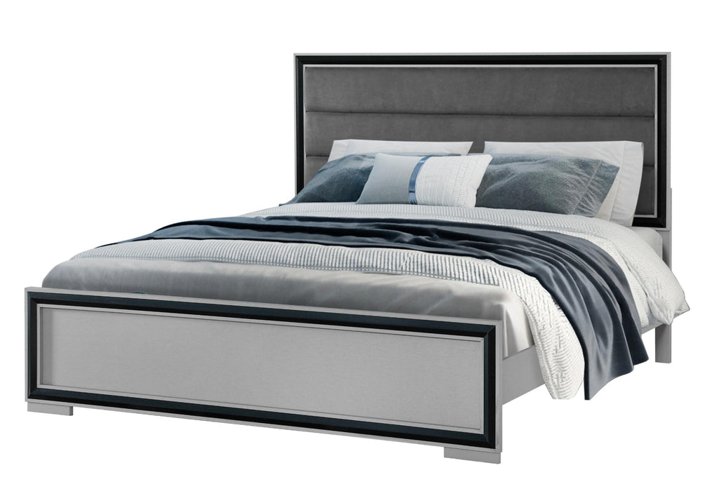 AMELIA GREY BLACK FULL BED W/LED