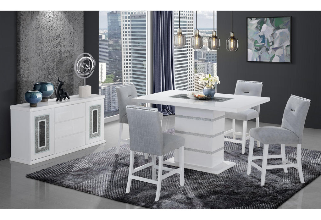 MONACO WHITE RECTANGULAR BAR TABLE + MONACO BS-N - Home Furniture And More (Brentwood, MD)