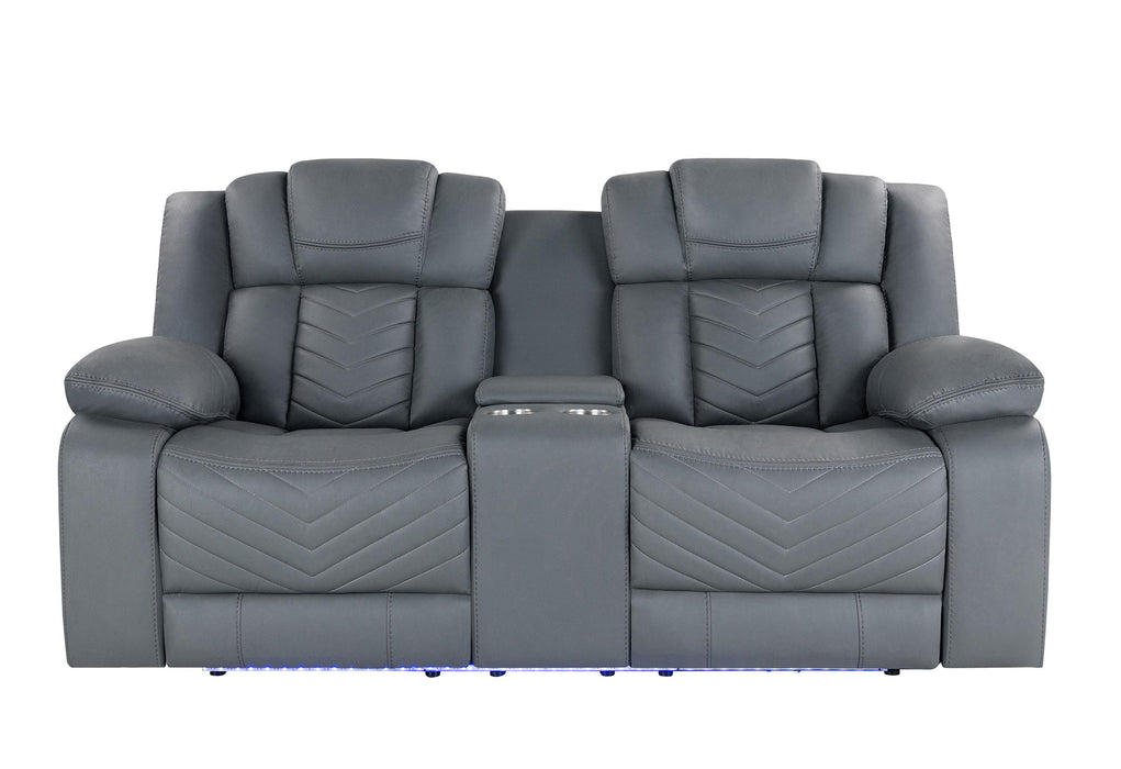 U7068 GREY 10 POWER CONSOLE RECLINING LOVESEAT WITH LED