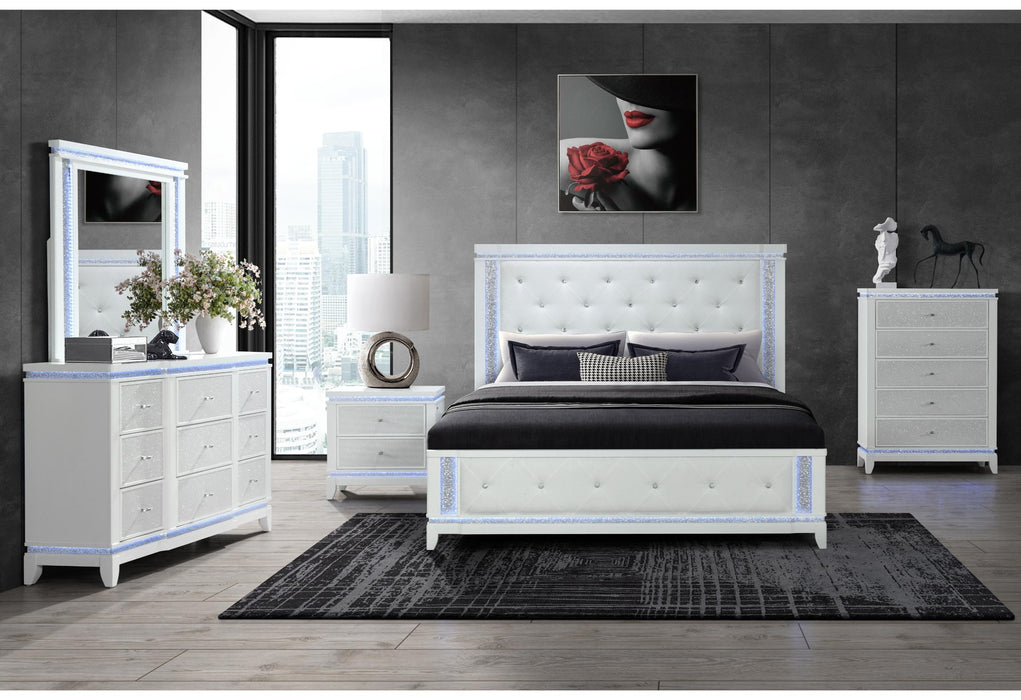 ALINA WHITE FULL BED GROUP WITH LED
