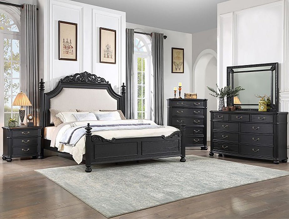 Crown Mark Furniture Kingsbury King Panel Bed in Black B1130-K